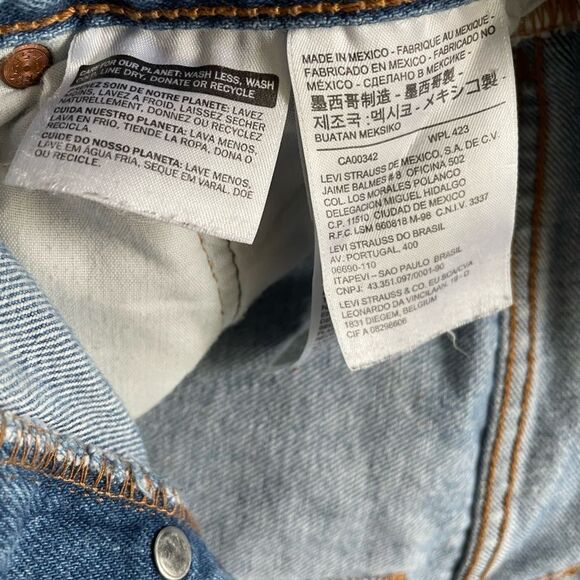 Levi's 501 High Waisted Denim Shorts Size 26 Button Fly 100% Cotton Distressed - Picture 6 of 10